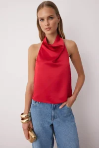 TRENDYOLMİLLA Rejection Satin Degaje Party Blouse - Image 2