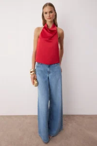 TRENDYOLMİLLA Rejection Satin Degaje Party Blouse - Image 3
