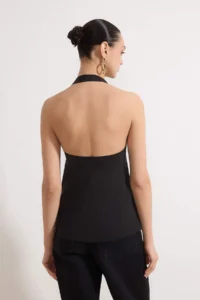 TRENDYOLMİLLA Black Accessory Detailed Shirred Party Blouse - Image 4