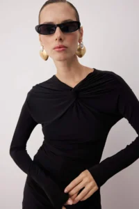 TRENDYOLMİLLA Black Knot Detailed Knitting Party Blouse - Image 4