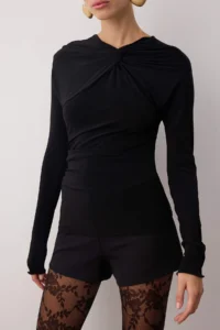 TRENDYOLMİLLA Black Knot Detailed Knitting Party Blouse - Image 5