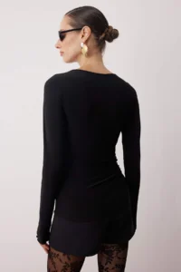TRENDYOLMİLLA Black Knot Detailed Knitting Party Blouse - Image 6