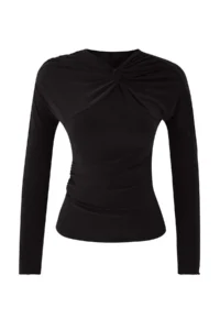 TRENDYOLMİLLA Black Knot Detailed Knitting Party Blouse - Image 7