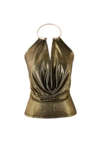 TRENDYOLMİLLA Tan Accessory Detailed Off-Shoulder Neck Knitting Party Blouse - Image 5