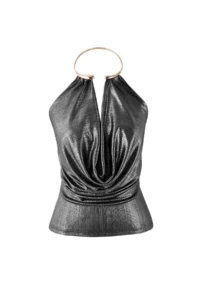 TRENDYOLMİLLA Silver Accessory Detailed Off-Shoulder Neck Knitting Party Blouse - Image 5