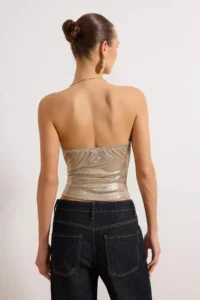 TRENDYOLMİLLA Light Yellow Accessory Detailed Off-Shoulder Neck Knitting Party Blouse - Image 4