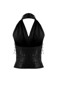 TRENDYOLMİLLA Black Off-Shoulder Neck Fringed Sequin Party Blouse - Image 6