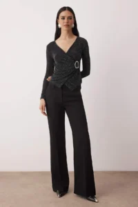 TRENDYOLMİLLA Silver Simli Knitting Silver with accessories Blouse - Image 2