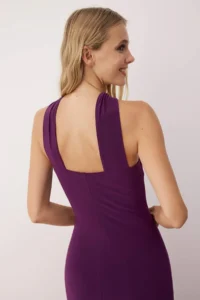 TRENDYOLMİLLA Plum Knitting Neck Detailed Maxi Unlined Dress - Image 3