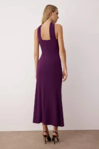 TRENDYOLMİLLA Plum Knitting Neck Detailed Maxi Unlined Dress - Image 5