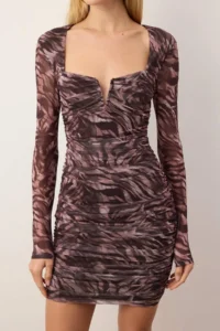 TRENDYOLMİLLA Multicolored Knitting Tulle Mini Lined Dress - Image 3