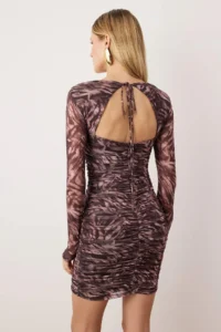 TRENDYOLMİLLA Multicolored Knitting Tulle Mini Lined Dress - Image 4