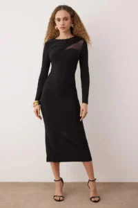 TRENDYOLMİLLA Black Bodycon Knitting Midi Lined Chic her dress