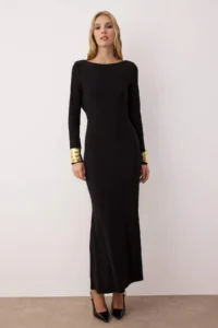 TRENDYOLMİLLA Black Back Detailed Knitting Maxi Unlined her dress - Image 2