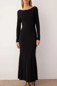 TRENDYOLMİLLA Black Back Detailed Knitting Maxi Unlined her dress - Image 3