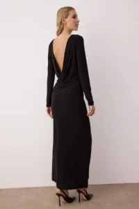 TRENDYOLMİLLA Black Back Detailed Knitting Maxi Unlined her dress - Image 4