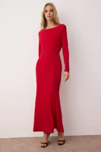 TRENDYOLMİLLA Rejection Back Detailed Knitting Maxi Unlined Dress - Image 2