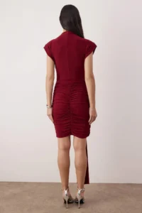 TRENDYOLMİLLA Burgundy Special Accessory Detailed Knitting Mini Unlined her dress - Image 4