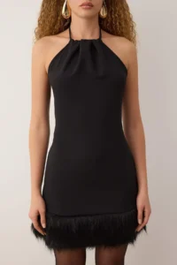 TRENDYOLMİLLA Black Otrish Detailed Weaving Finike Short / Mini Unlined her dress - Image 3