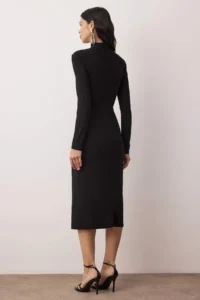 TRENDYOLMİLLA Black Cut Out Accessory Detailed Knitting Midi Unlined Chic/Evening Dress - Image 4