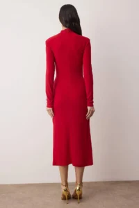 TRENDYOLMİLLA Rejection Cut Out Accessory Detailed Knitting Midi Unlined Chic/Evening Dress - Image 4
