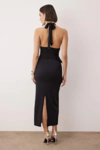 TRENDYOLMİLLA Black Plain Boyundan Binding Detailed Maxi Dress - Image 5