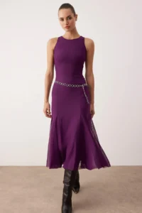 TRENDYOLMİLLA Plum Skirt with flywheel Tulle Maxi Party Dress