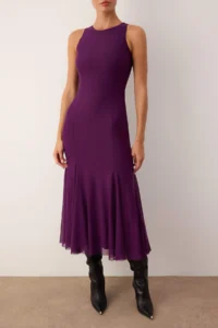 TRENDYOLMİLLA Plum Skirt with flywheel Tulle Maxi Party Dress - Image 3