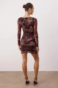 TRENDYOLMİLLA Multicolored animals Binding Detailed Knitting Tulle Short / Mini Lined Elegant/Evening Dress - Image 4