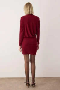 TRENDYOLMİLLA Burgundy padded Knitting Mini Unlined her dress - Image 5