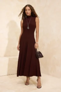 TRENDYOLMİLLA Dark Brown Knitting Back Detailed Dress