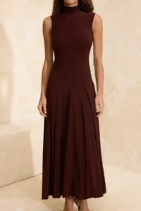 TRENDYOLMİLLA Dark Brown Knitting Back Detailed Dress - Image 3