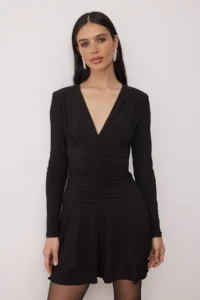 TRENDYOLMİLLA Black Knitting Super Mini Inside Shorts Lined Chic/Evening Dress - Image 2