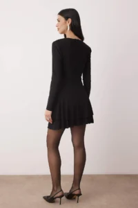 TRENDYOLMİLLA Black Knitting Super Mini Inside Shorts Lined Chic/Evening Dress - Image 4