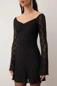 TRENDYOLMİLLA Black Knitting Lace Short / Mini Lined her dress - Image 3