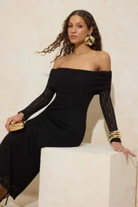 TRENDYOLMİLLA Black Lace Lined Elegant/Evening Maxi Dress - Image 2