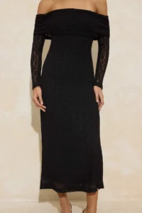 TRENDYOLMİLLA Black Lace Lined Elegant/Evening Maxi Dress - Image 3