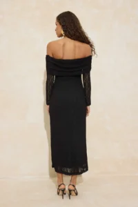 TRENDYOLMİLLA Black Lace Lined Elegant/Evening Maxi Dress - Image 4
