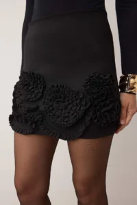 TRENDYOLMiLLA Black Çiçek with accessories Super Mini Weaving Skirt - Image 3