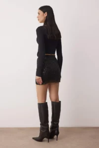TRENDYOLMiLLA Black Super Mini Knitting Sequin Party Skirt - Image 4