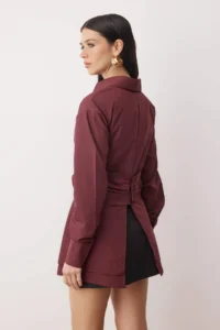 TRENDYOLMİLLA Burgundy Waist Ruffle Detailed Chic Shirt - Image 4