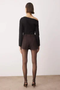 TRENDYOLMiLLA Dark Brown Super Mini Pocket Detail Weaving Shorts - Image 4