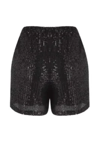 TRENDYOLMiLLA Black Draped Elastic Waist Sequin Shorts - Image 7