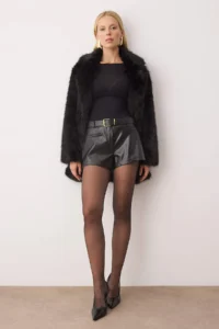 TRENDYOLMiLLA Black Faux Leather Ekstra Mini Shorts - Image 2