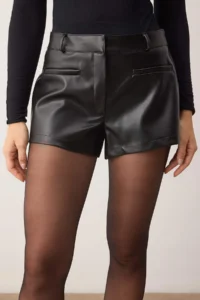 TRENDYOLMiLLA Black Faux Leather Ekstra Mini Shorts - Image 3
