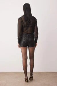 TRENDYOLMiLLA Black Extra/Super Mini Knitting Sequin Shorts - Image 4