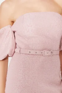 TRENDYOLMİLLA Pink Arched Lined textured Kendinden Patterned Weaving Chic Evening Gown Dress - Image 5