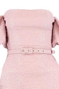 TRENDYOLMİLLA Pink Arched Lined textured Kendinden Patterned Weaving Chic Evening Gown Dress - Image 8