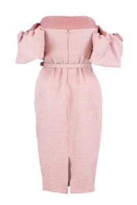 TRENDYOLMİLLA Pink Arched Lined textured Kendinden Patterned Weaving Chic Evening Gown Dress - Image 9