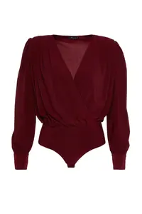 TRENDYOLMİLLA Dark Burgundy wrap snaps Knitting Bodysuit .D.0029 - Image 7
